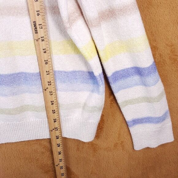 ATM Sweater Mens Large Cream Painted Stripe Pullover Cotton Blend Knit $395 - Picture 8 of 9